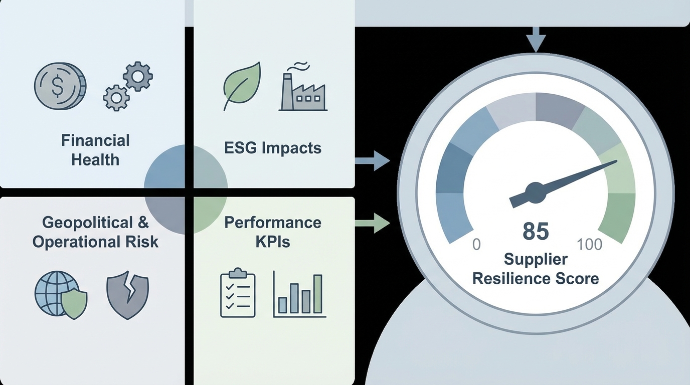 Framework for scoring supplier resilience using a composite 0–100 rubric.