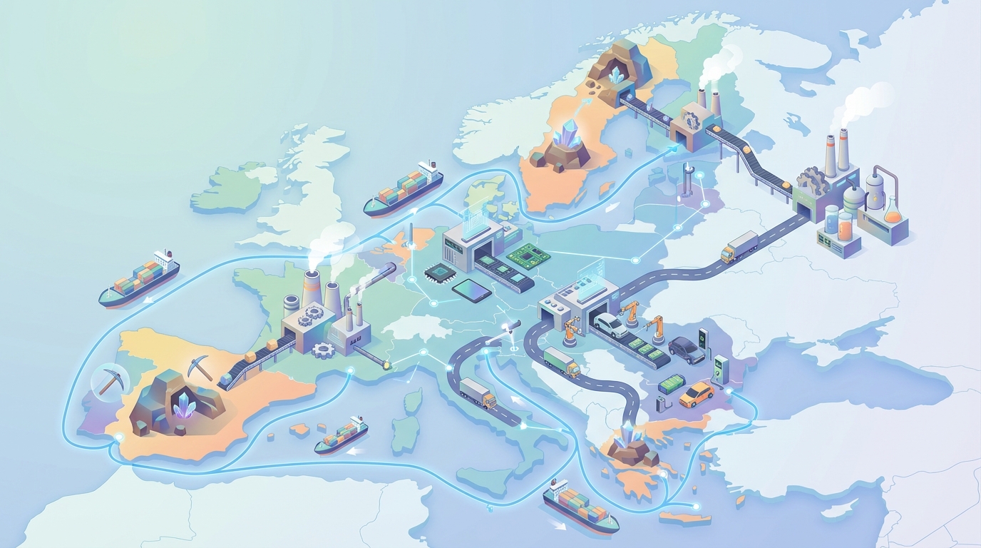 Overview of EU supply chains for critical raw materials under the new regulatory framework.