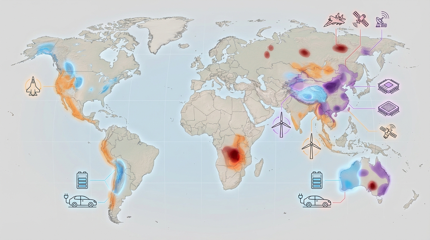 Global hotspots for critical minerals supply chain risk in 2026 by material and sectoral exposure.