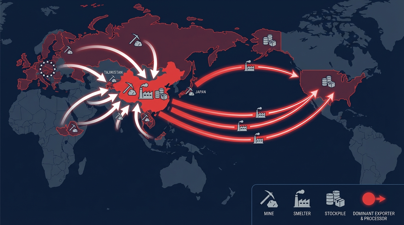 Global antimony supply chain and China’s central role