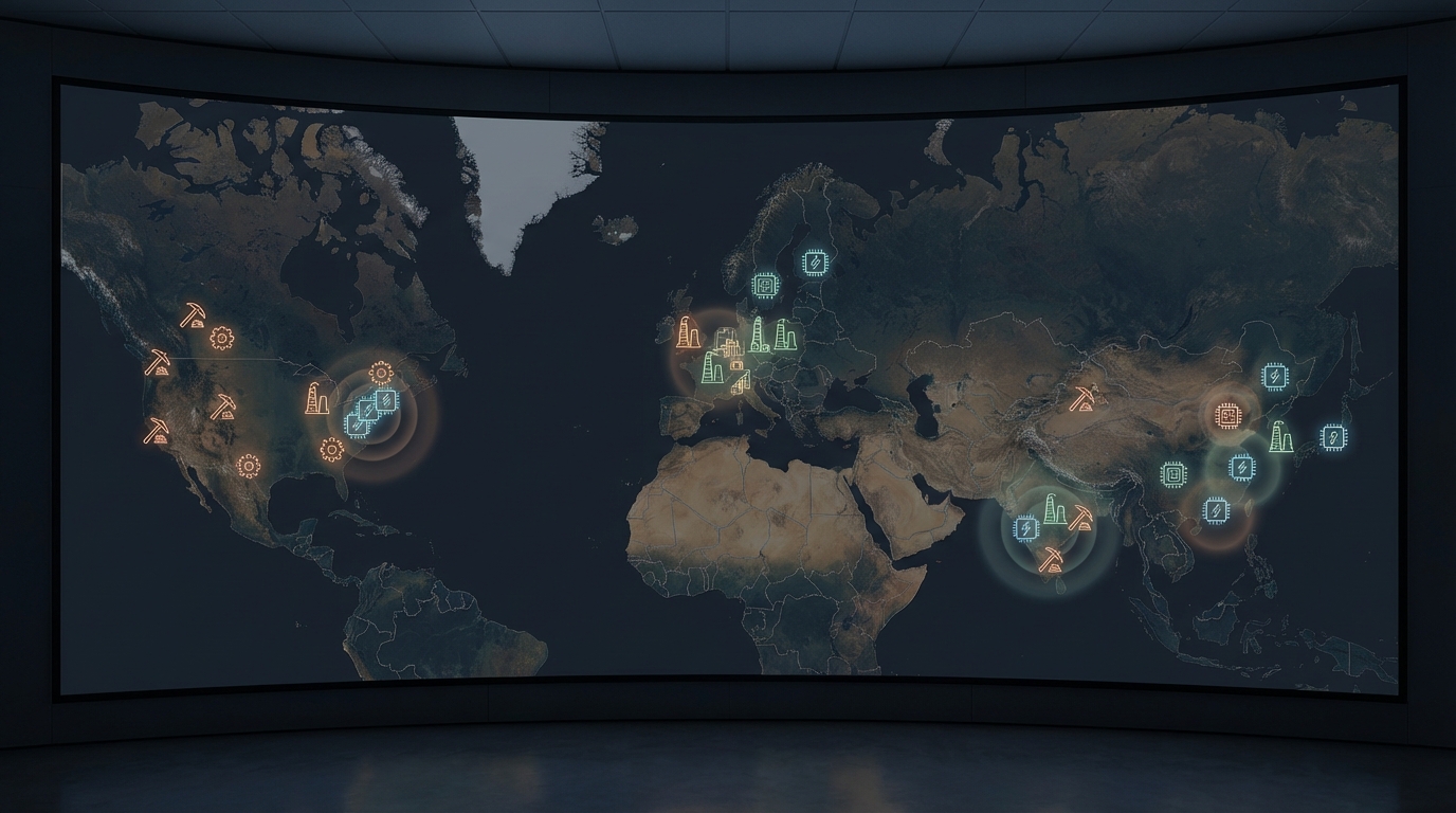 Geographic distribution of critical wide-bandgap materials and manufacturing capacity.
