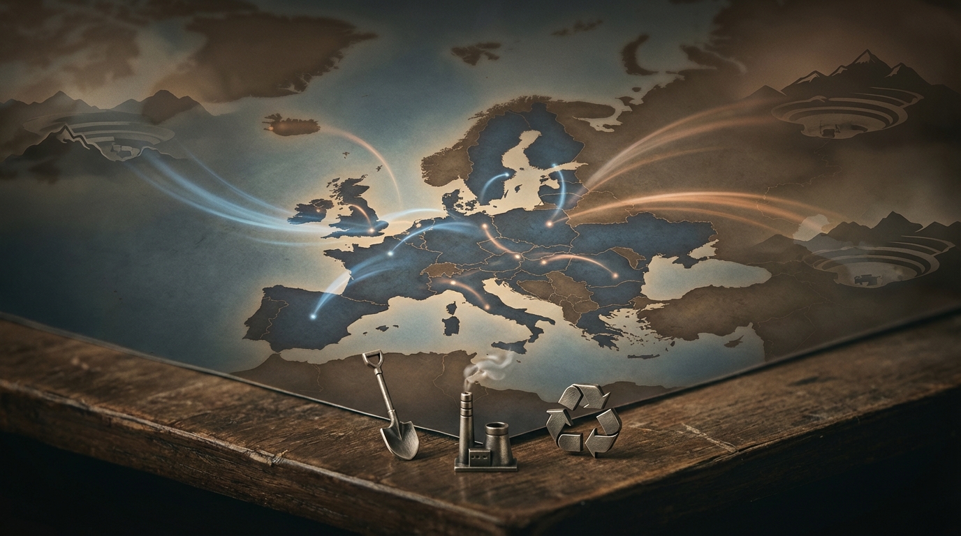 Europe at the center of a global critical-raw-materials supply network.