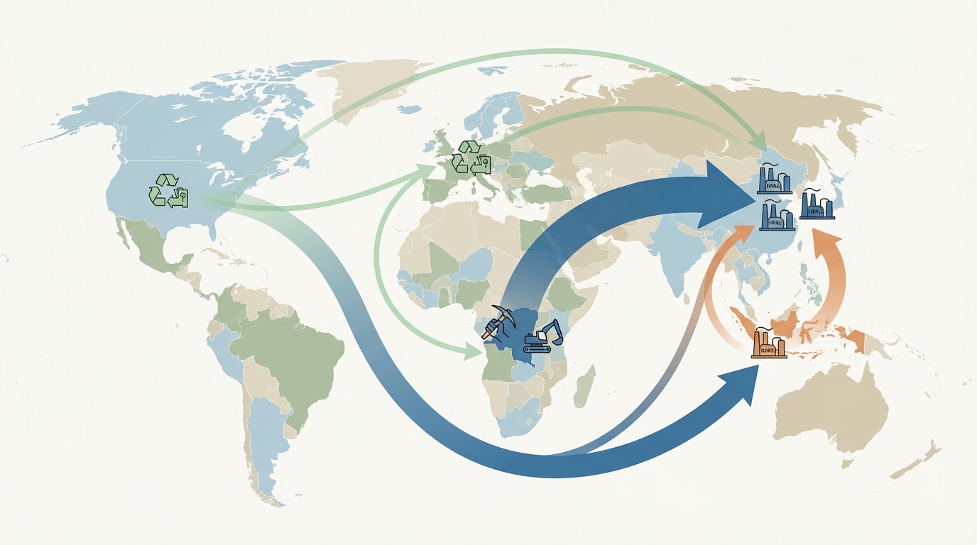 Visualized global supply flows and alternatives to DRC cobalt.