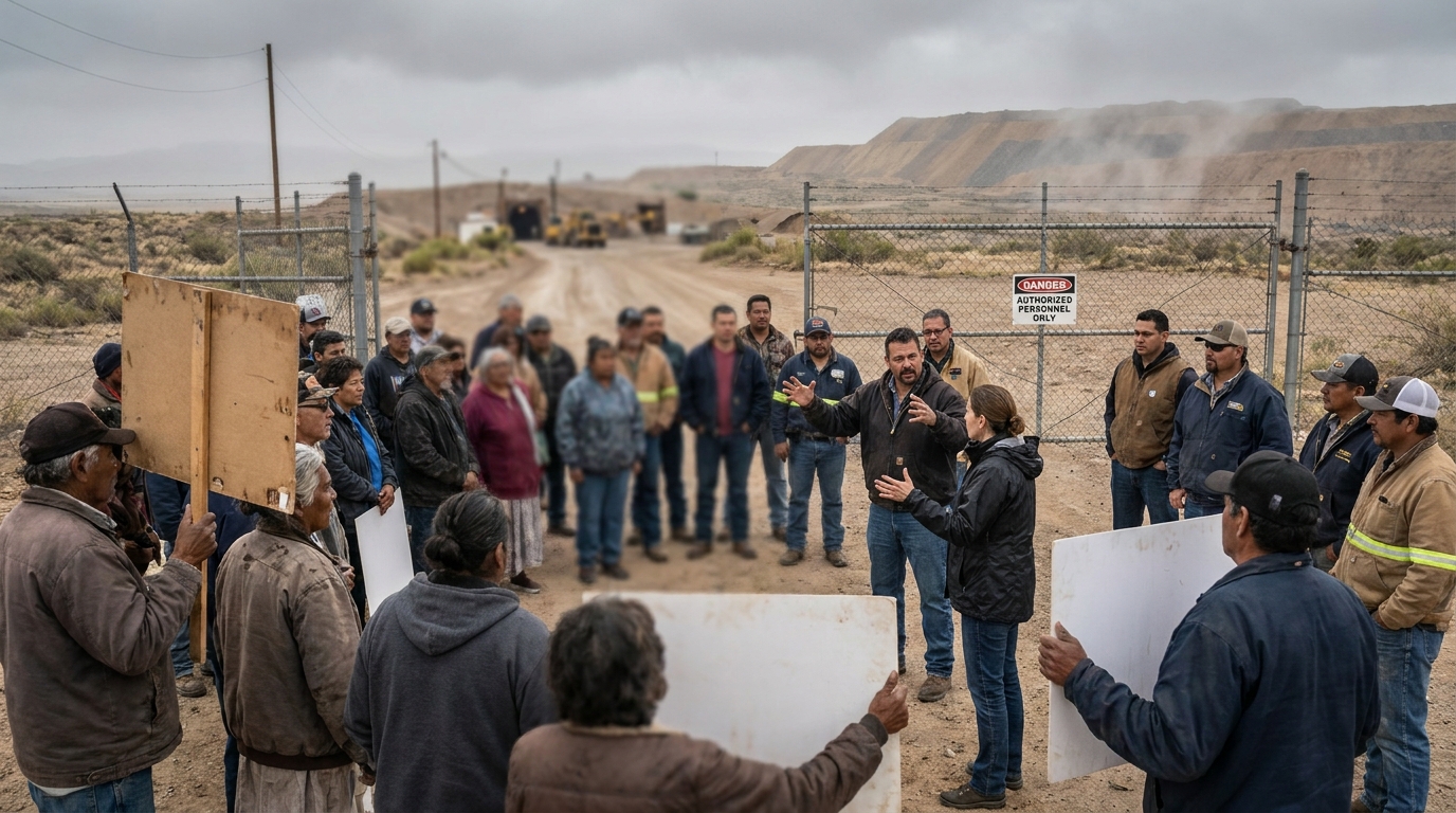 Community engagement flashpoint near a mining site.