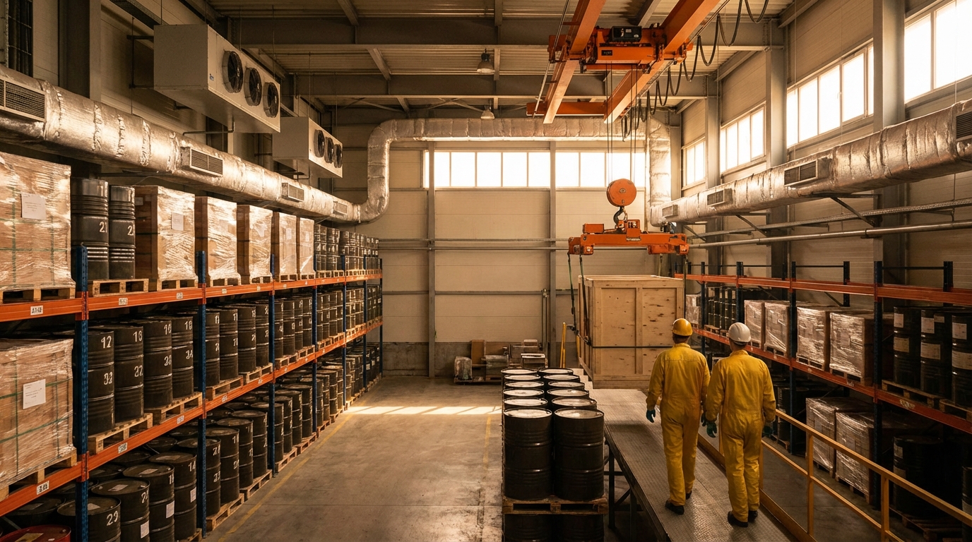 Secure underground stockpile facility storing critical minerals.