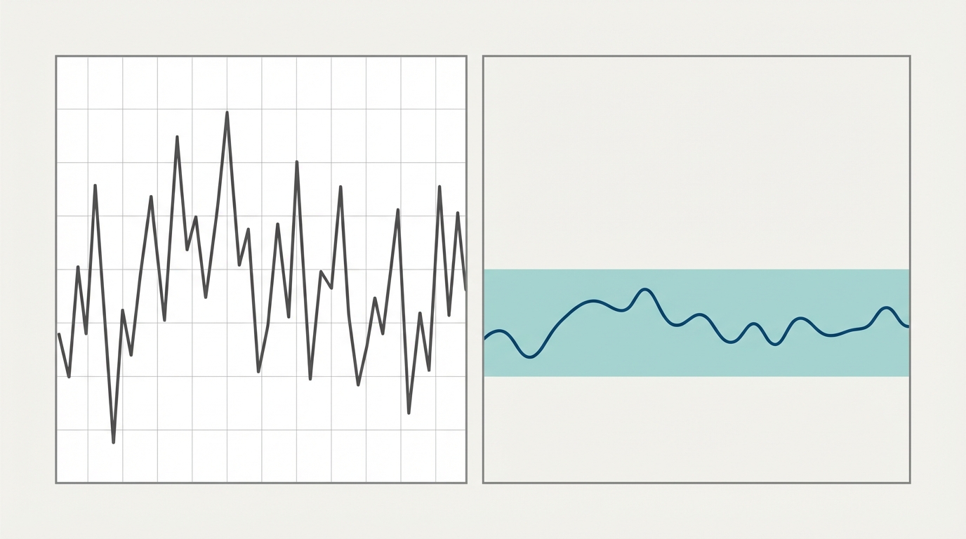 Diagrammatic comparison of market volatility vs. price-supported floor.